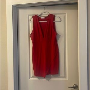 Red body con dress